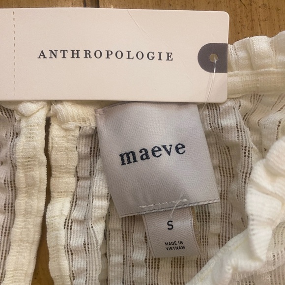 Anthropologie Mauve Smocked Sleeveless Feminine Sheer Cream Halter Top New M - Picture 5 of 11